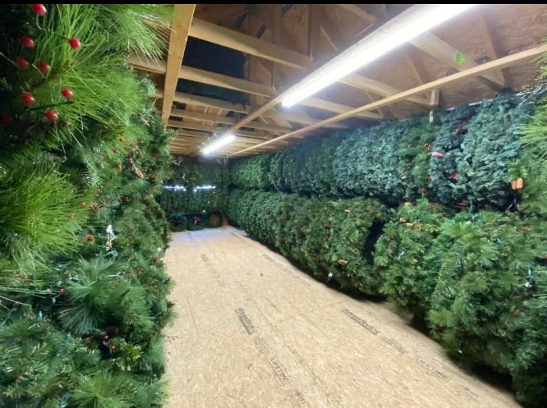 E.L.F. Designs climate-controlled storage warehouse filled with holiday wreaths and garland in Harford County, Maryland